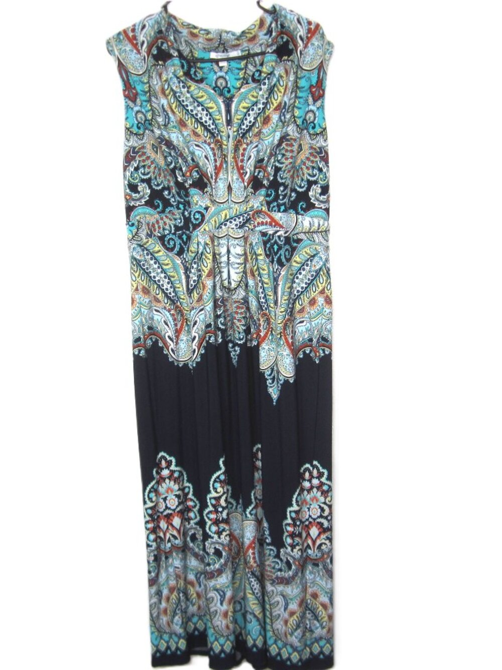 Chico's Jasmina Maxi Dress Size 2 US 12 Paisley Floral Dress Sleeveless Blue - Picture 2 of 13